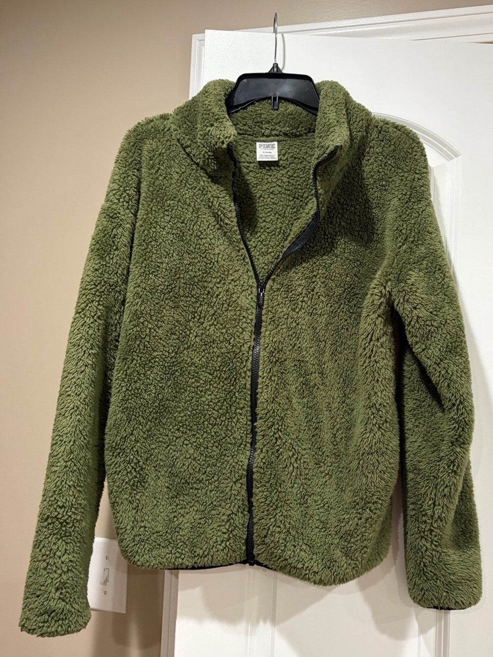 PINK Victoria's Secret Olive Green Teddy Zip Jacket